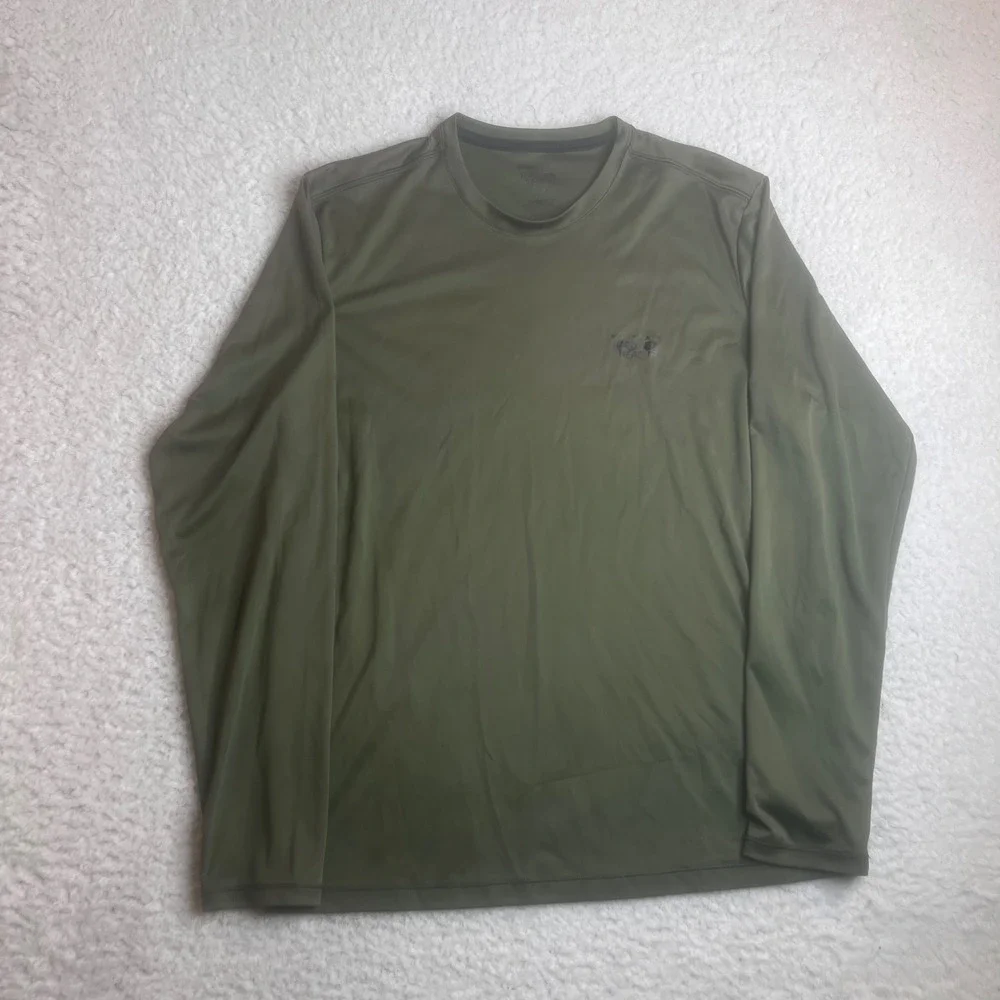 Mountain Hardwear Wicked Tech Long Sleeve Shirt Mens Large Green OM0269 Hiking